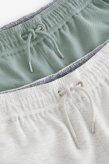 Grey/Sage Green Texture Lightweight Jogger Shorts 2 Pack