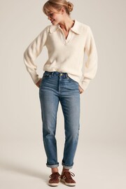 Joules Evangeline Cream Rib Knit Jumper With Crochet Collar - Image 3 of 7