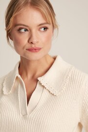 Joules Evangeline Cream Rib Knit Jumper With Crochet Collar - Image 6 of 7