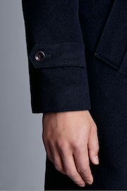 Charles Tyrwhitt Blue Pure Wool Funnel Neck Overcoat - Image 4 of 6