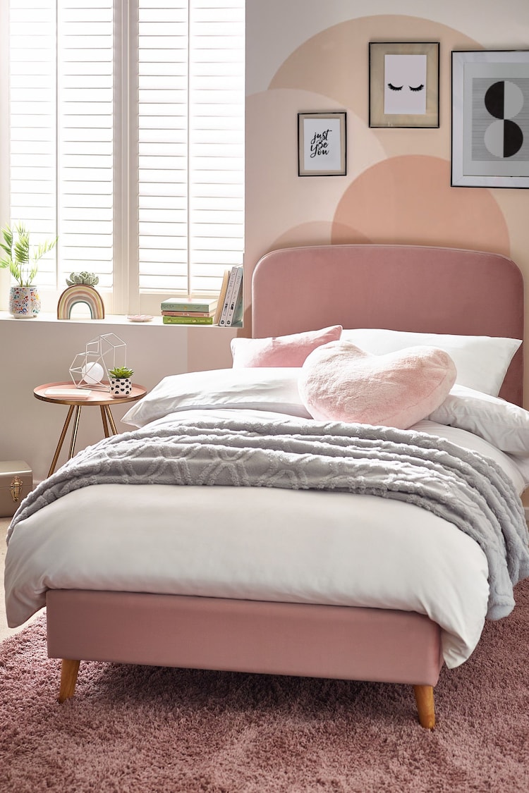 Opulent Velvet Blush Pink Kids Matson Standard Upholstered Bed - Image 1 of 6