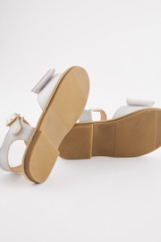 White Wide Fit (G) Satin Bridesmaid Bow Sandals - Image 8 of 10