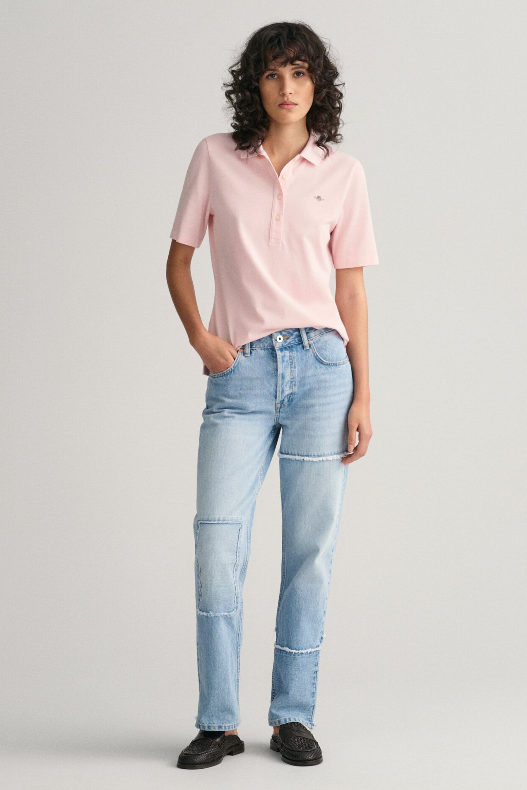 Buy GANT Pink Slim Shield Pique 100 Cotton Polo Shirt from Next Luxembourg