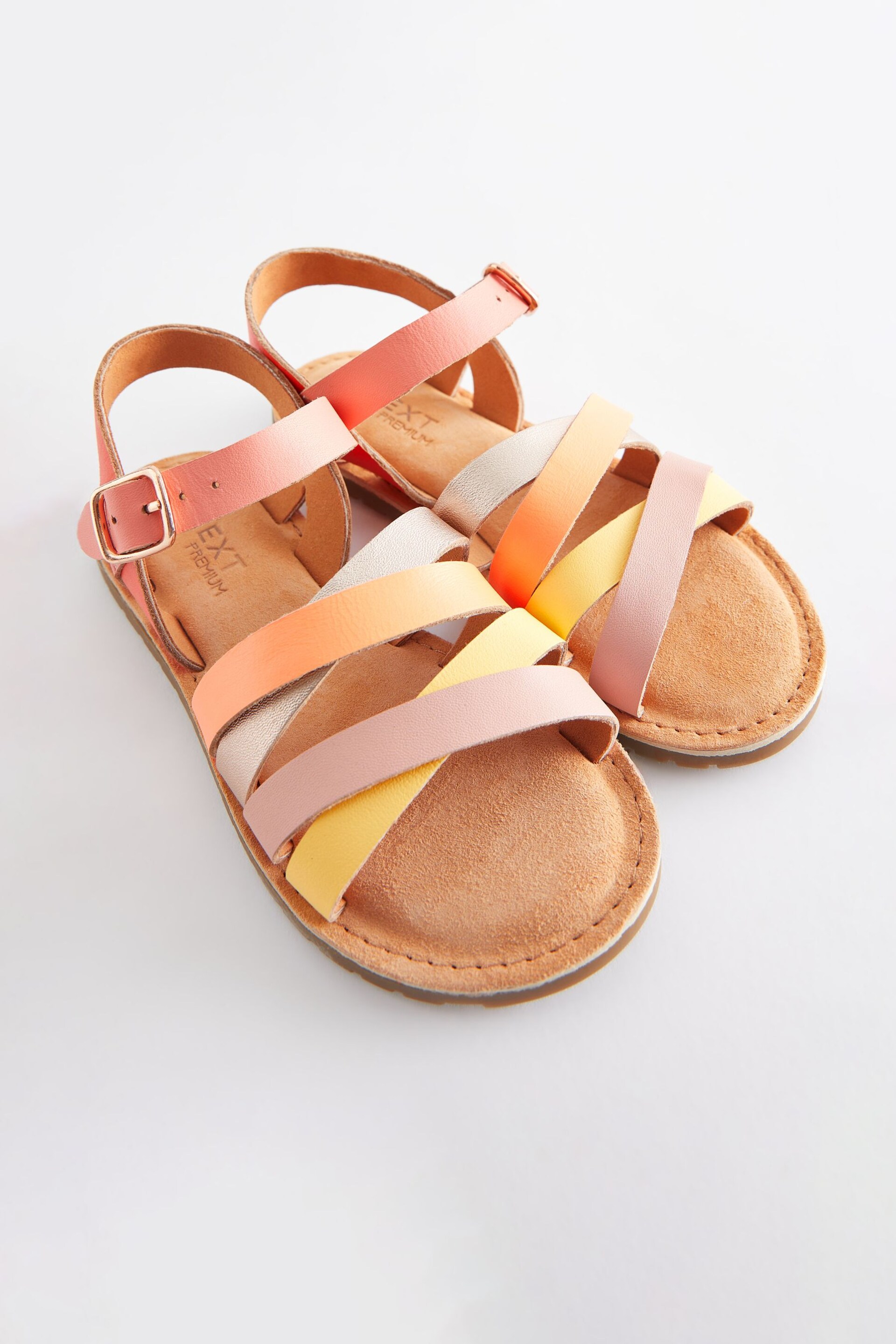 Pink Multicolour Leather Strappy Sandals - Image 5 of 5