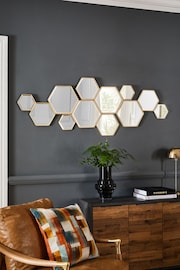 Gold Honeycomb Decorative Wall Mirror - Image 1 of 5