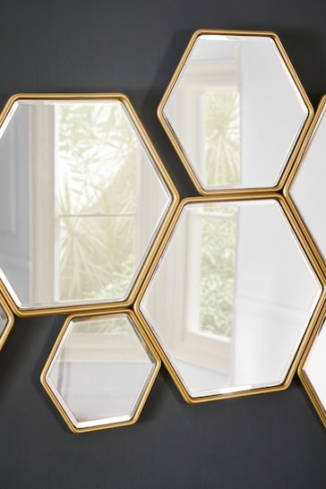 Gold Honeycomb Decorative Wall Mirror