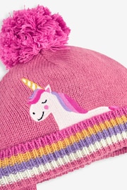 JoJo Maman Bébé Pink Girls' Unicorn Appliqué Hat - Image 2 of 2