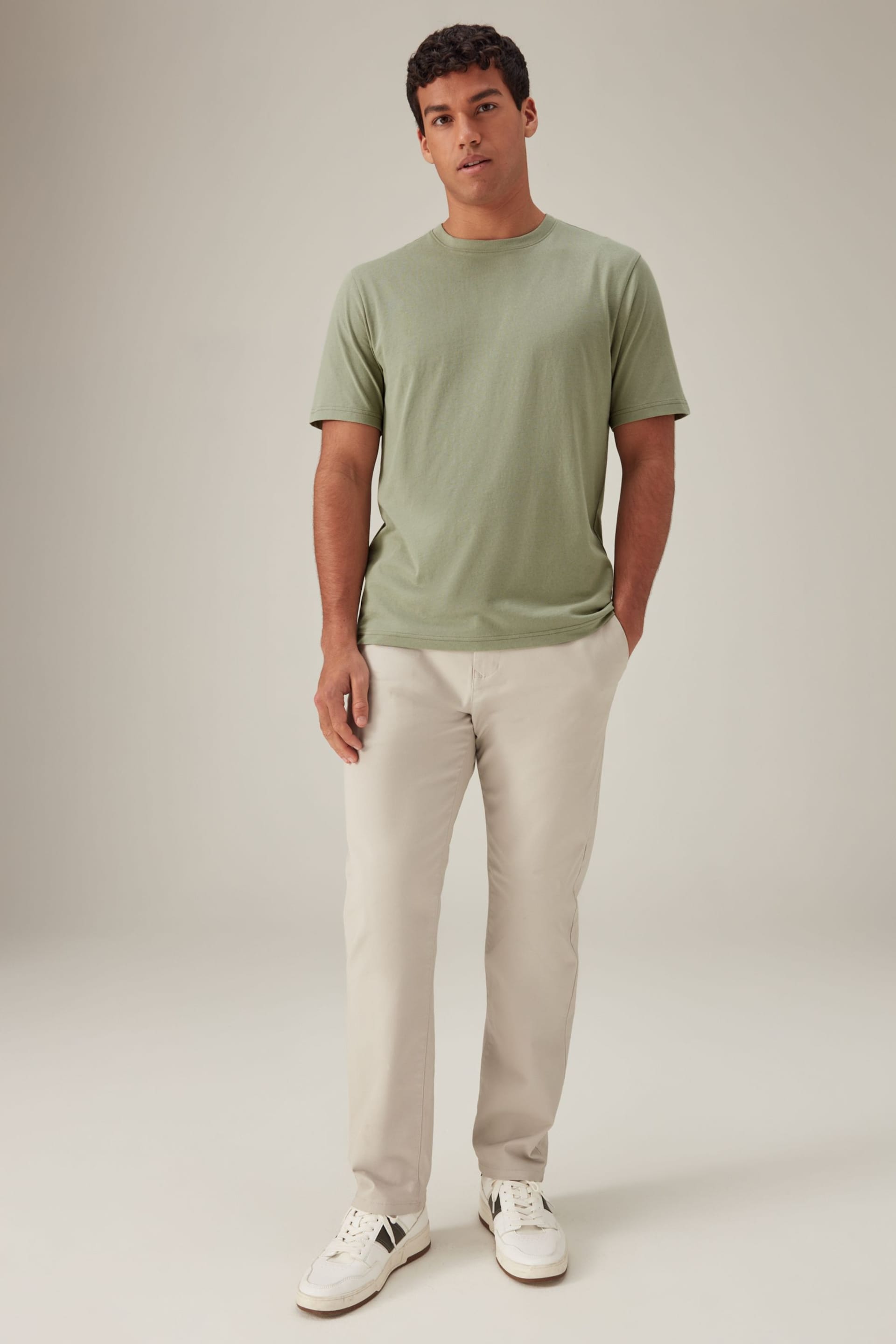 Green Sage Regular Fit Essential Crew Neck T-Shirt - Image 2 of 7