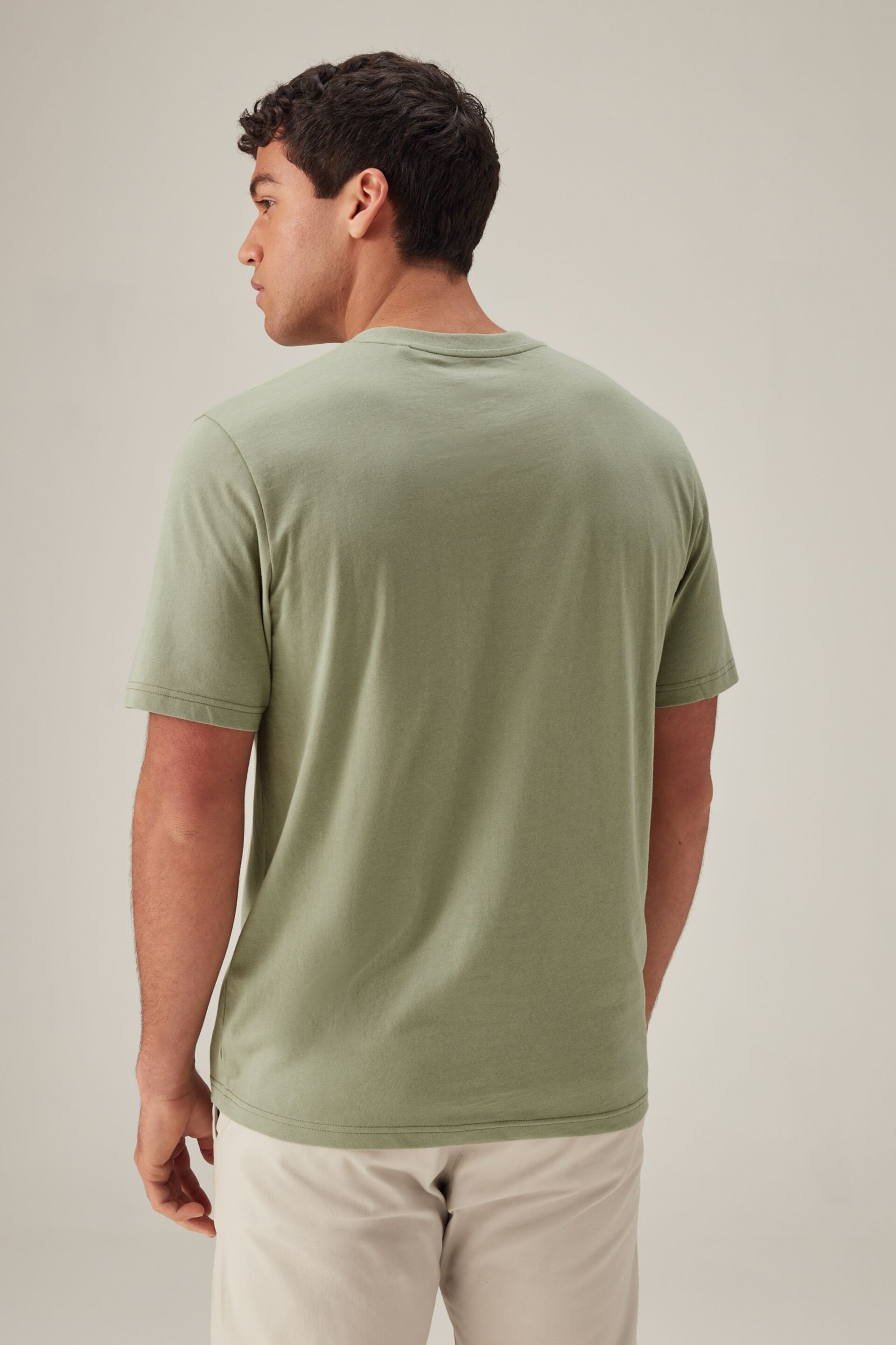 Green Sage Regular Fit Essential Crew Neck T-Shirt - Image 4 of 7