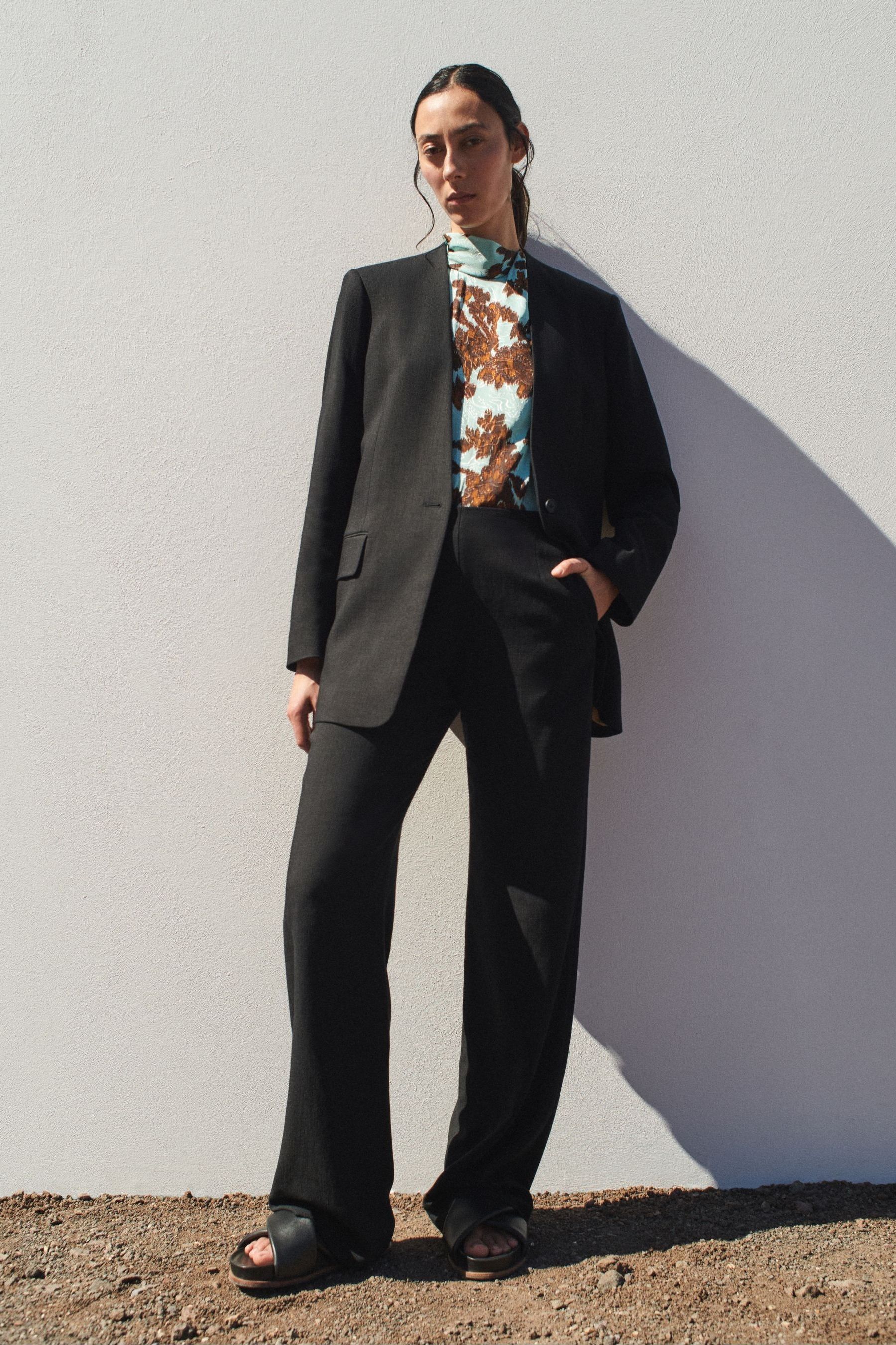 Buy Jigsaw Hopsack Collarless Black Blazer from Next Ireland