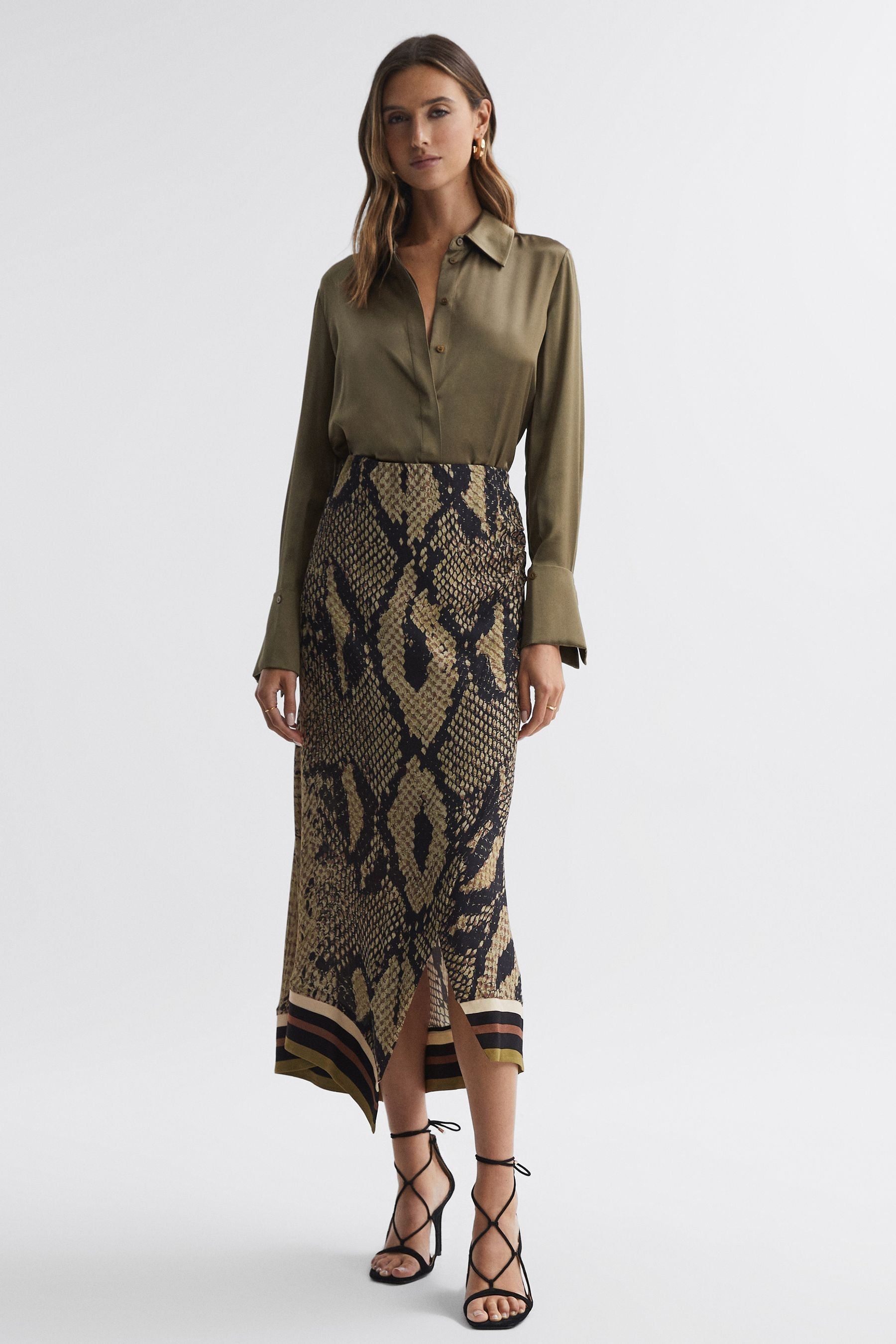 Mango snake print midi skirt clearance
