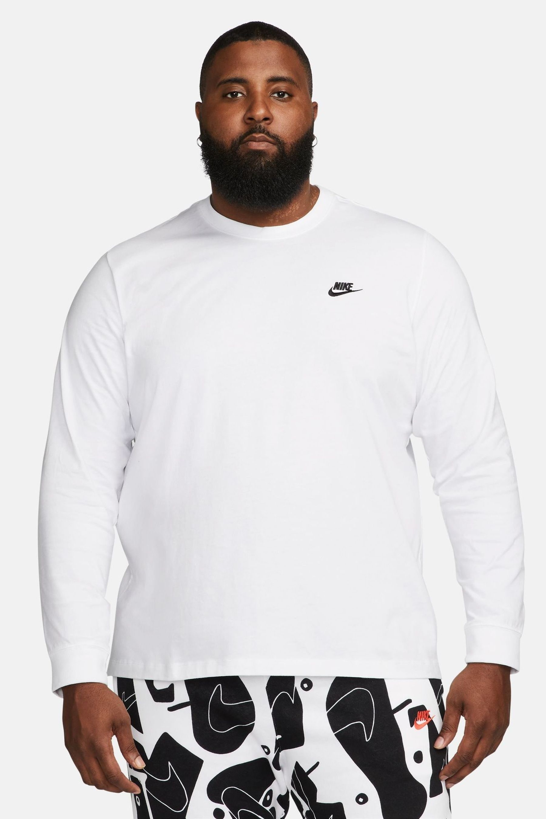 Buy Nike White 100 Cotton Club Long Sleeve T Shirt from the Next UK online shop