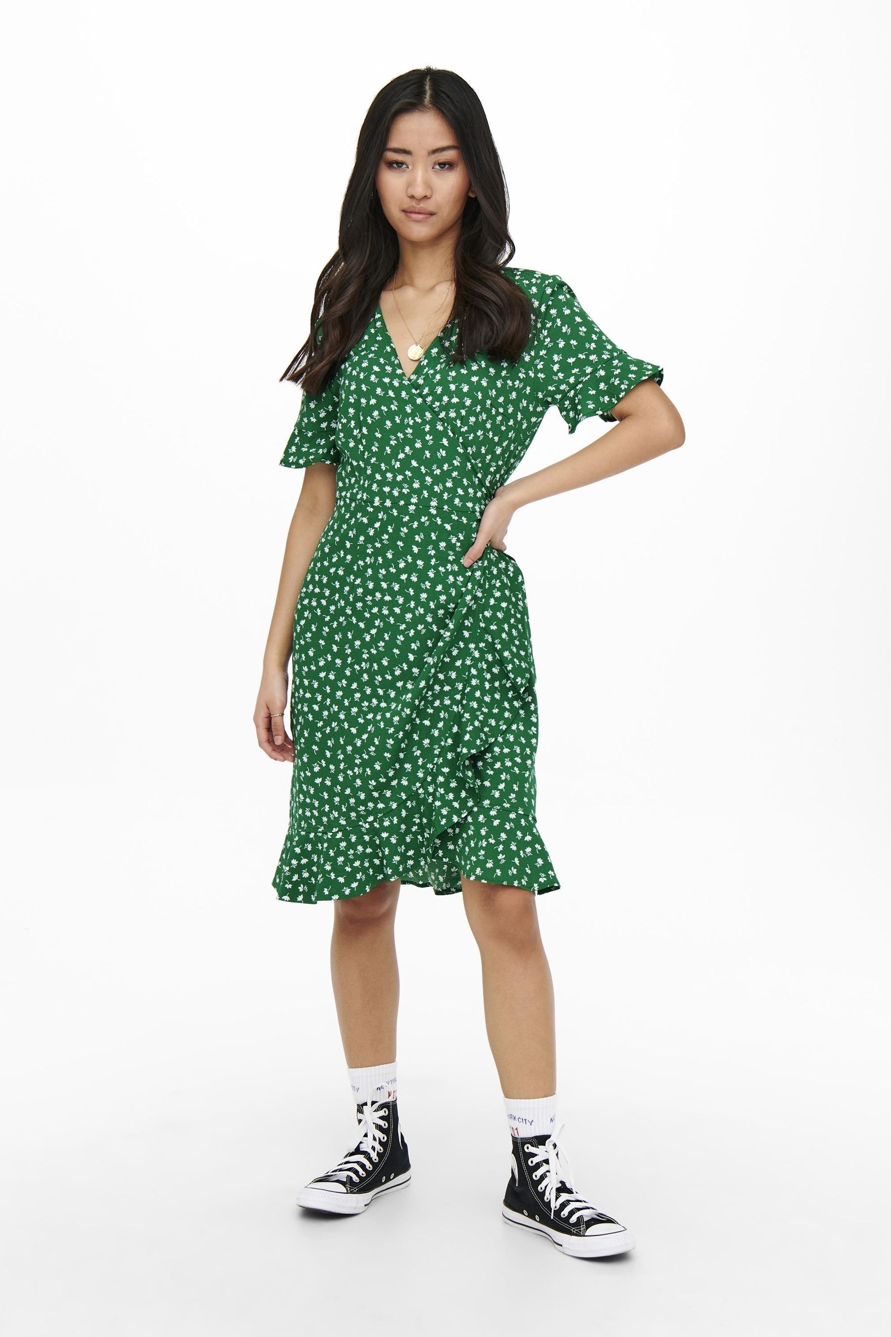 Polka dot wrap mini dress outlet