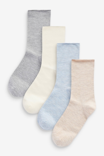Neutral Super Soft Bamboo From Viscose Ankle Socks 4 Pack