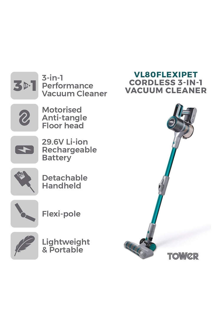 Buy Tower Teal Blue VL80 Flexi Cordless Vacuum from the Next UK online shop