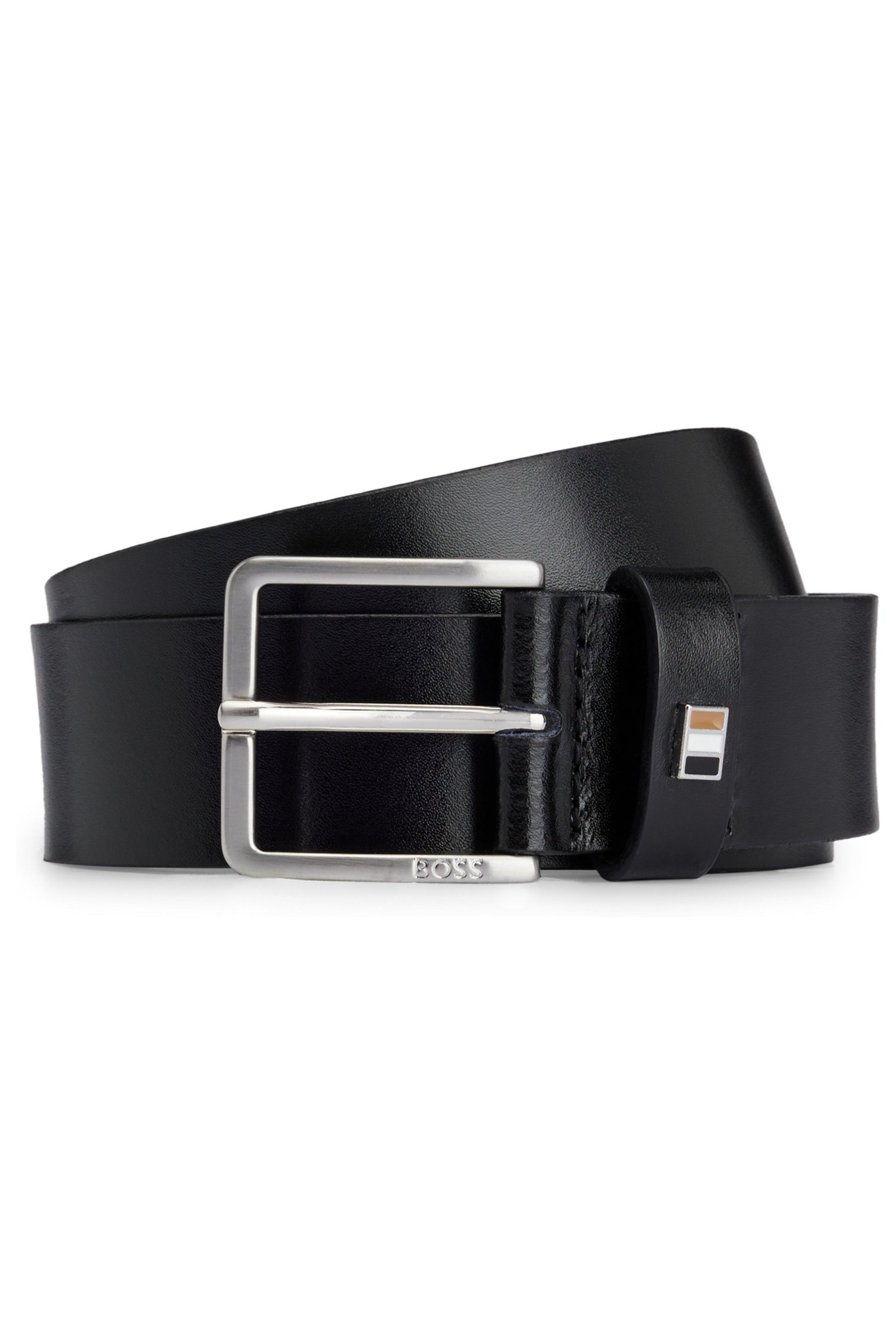 BOSS Black Flag Buckle Leather Belt - Image 1 of 4