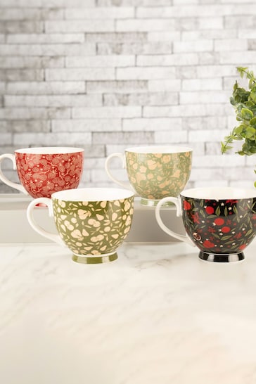 SIIP Set of 4 Red Nature Mugs
