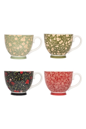 SIIP Set of 4 Red Nature Mugs
