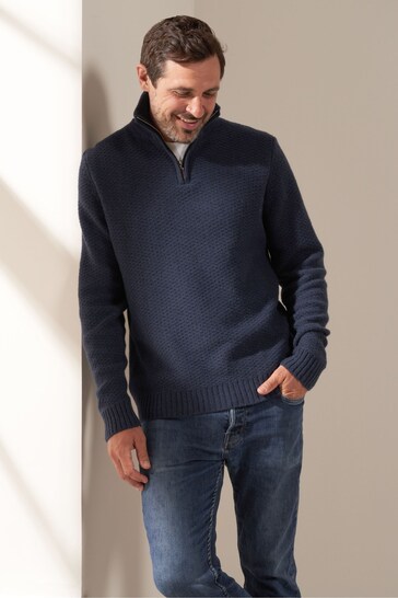 Buy Truly Blue Windsor Midnight 3/4 Zip Jumper from the Next UK online shop