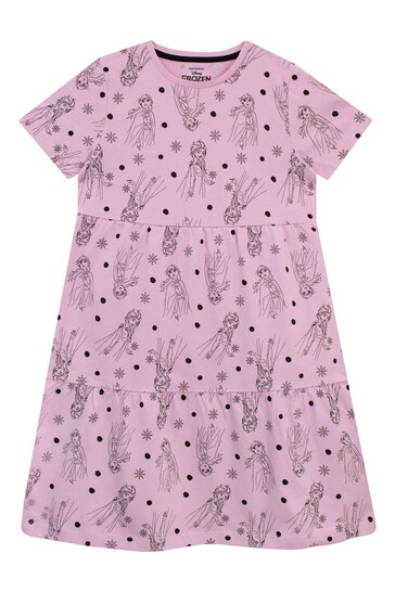 Character Pink Disney Frozen Girls Frill Printed Dress