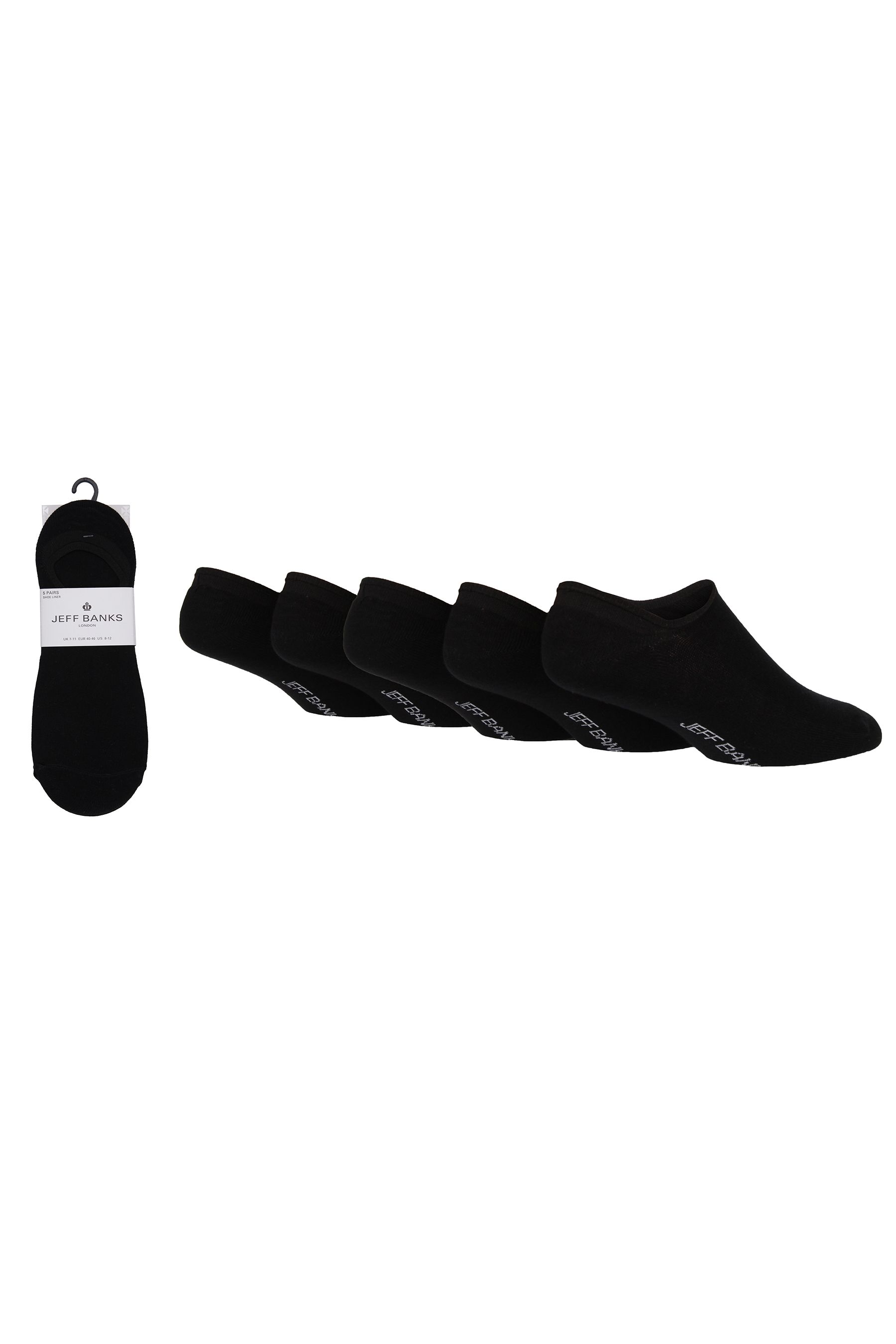 Buy Jeff Banks Black Super Low Cut Shoe Liners Socks 5 Pack from Next Luxembourg