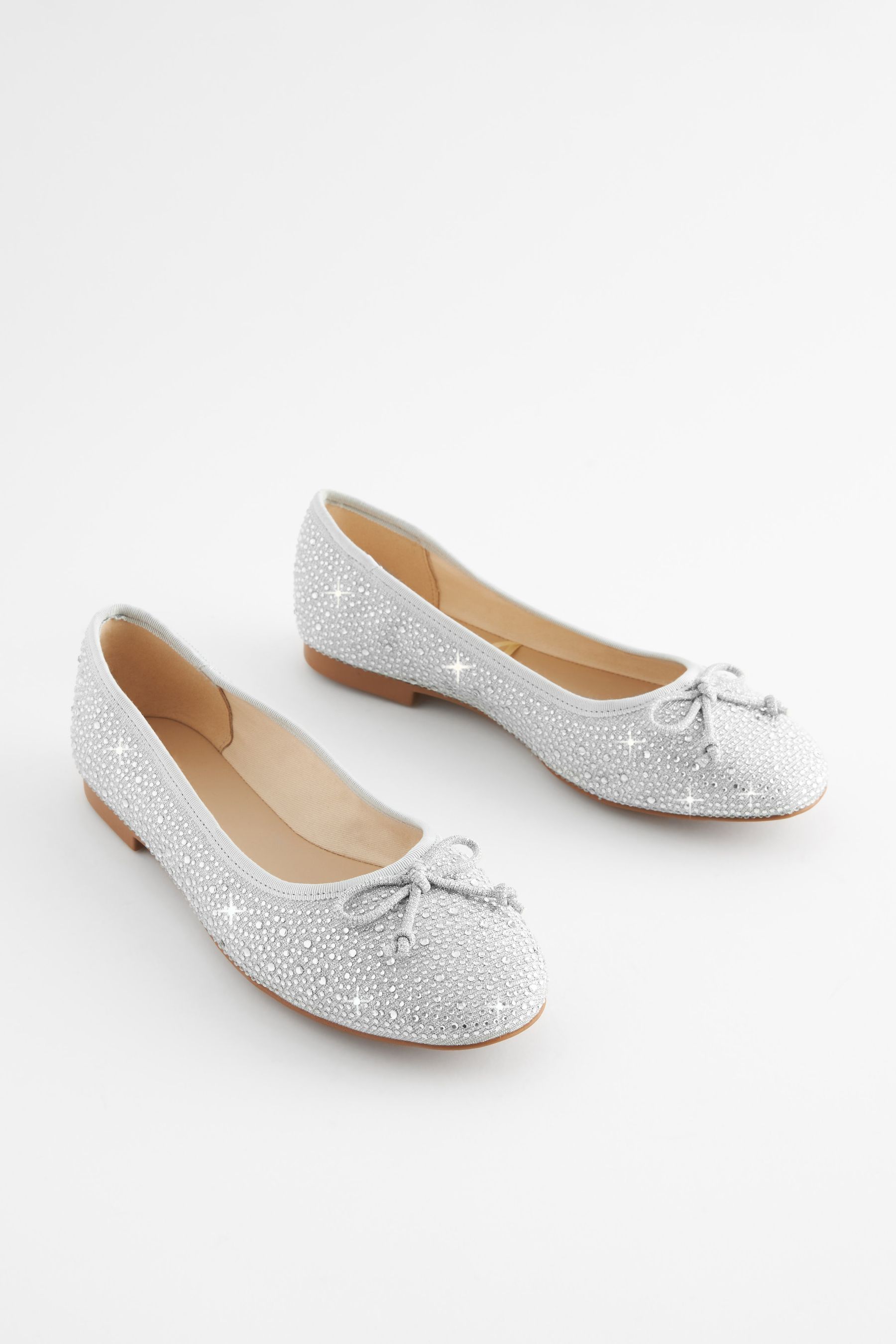 Wide shop silver flats