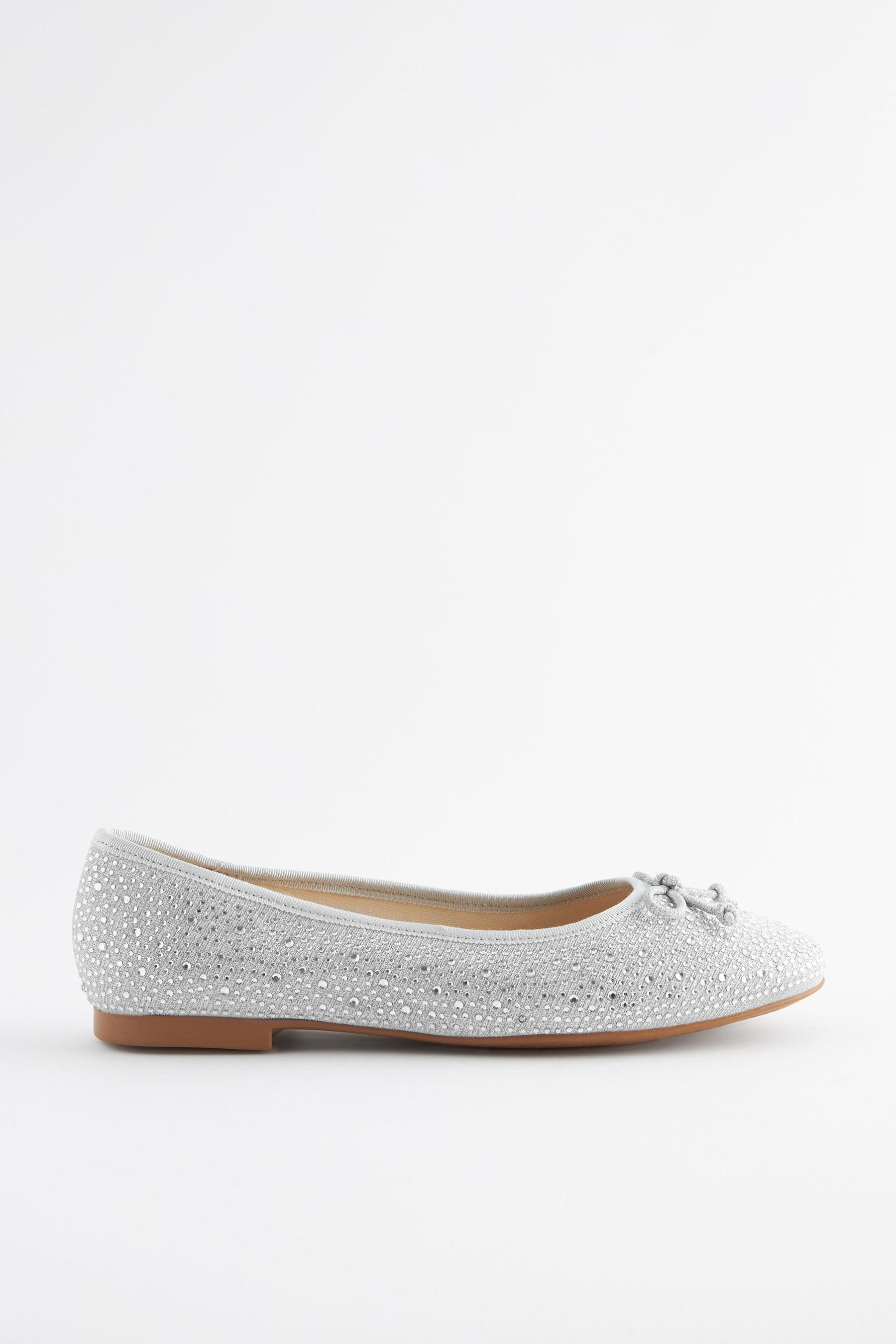 Wide shop silver flats