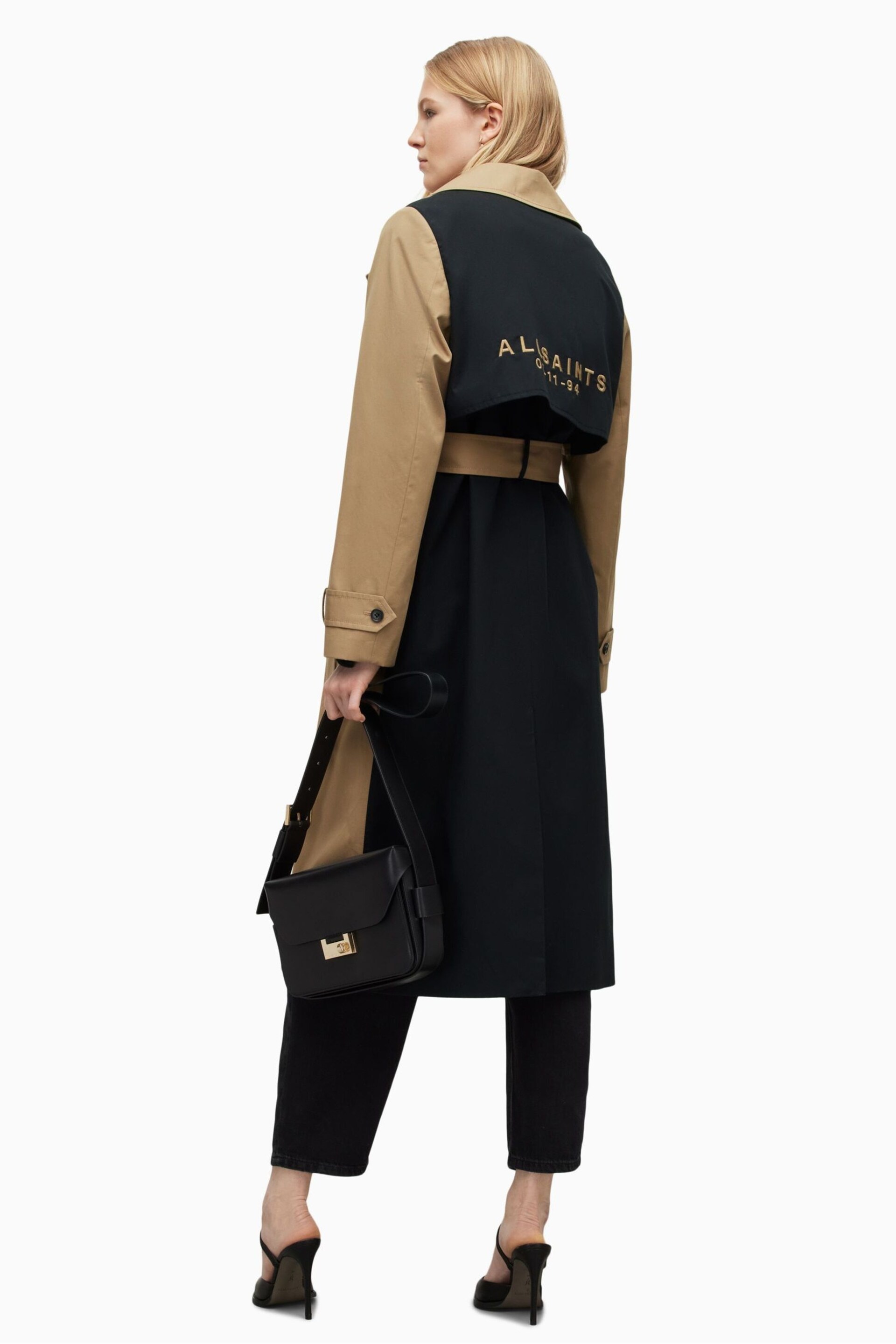 AllSaints Black Mixie Trench Coat - Image 2 of 8