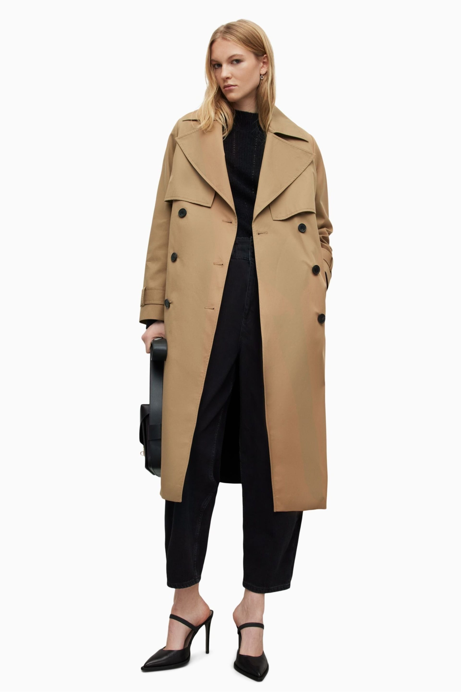 AllSaints Black Mixie Trench Coat - Image 4 of 8