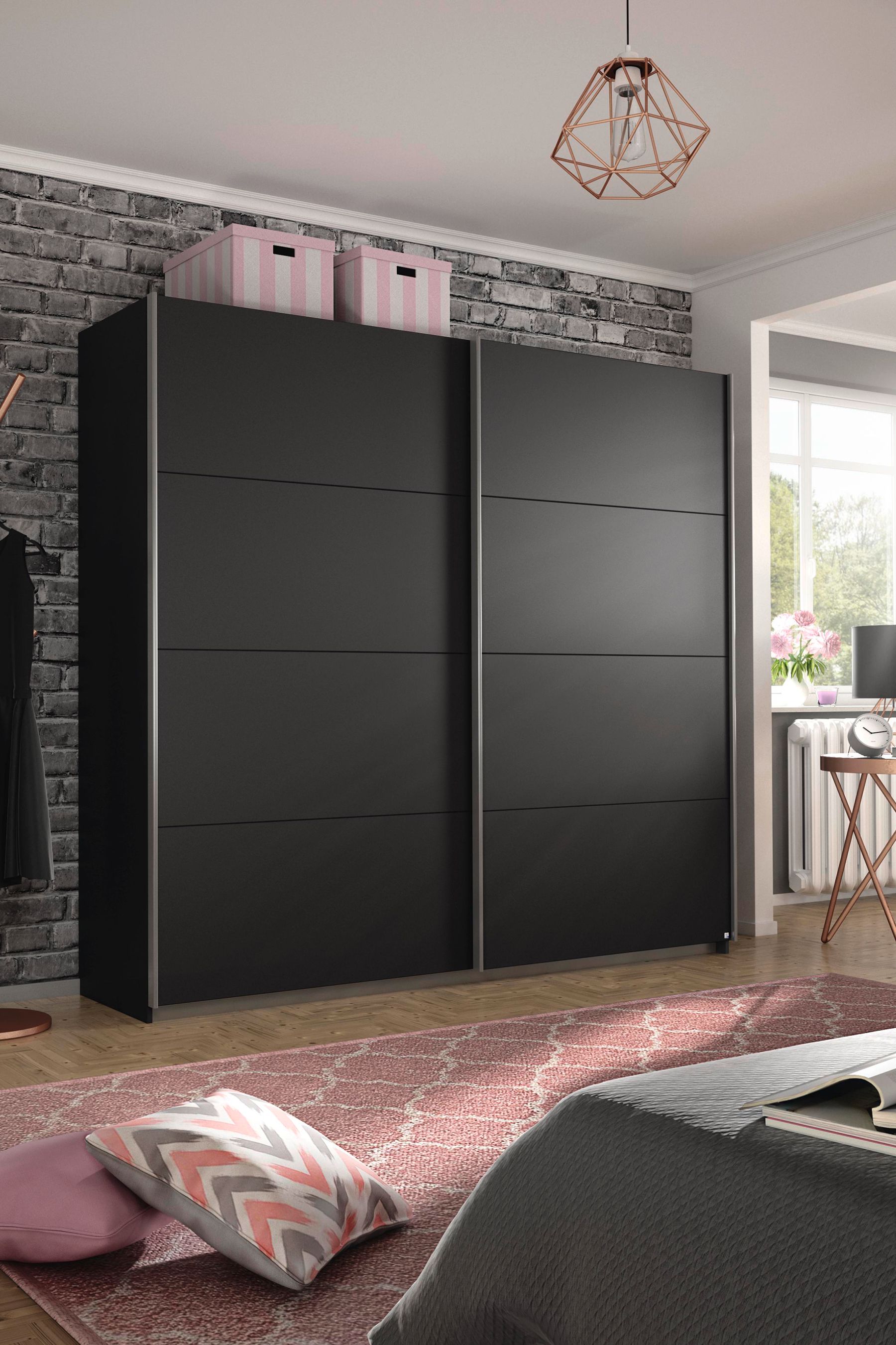 Dark grey shop sliding wardrobe