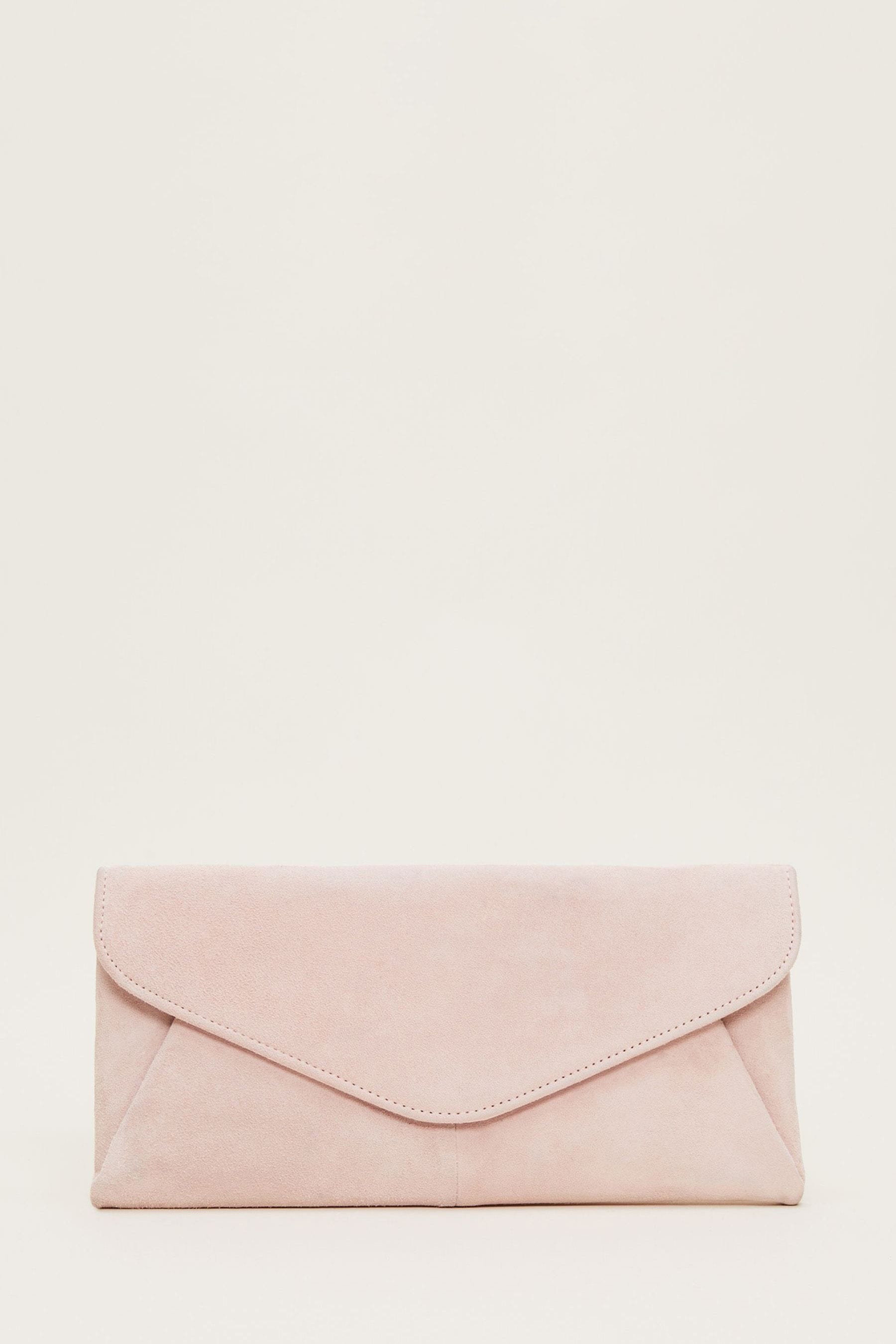 Blush pink suede clutch bag sales