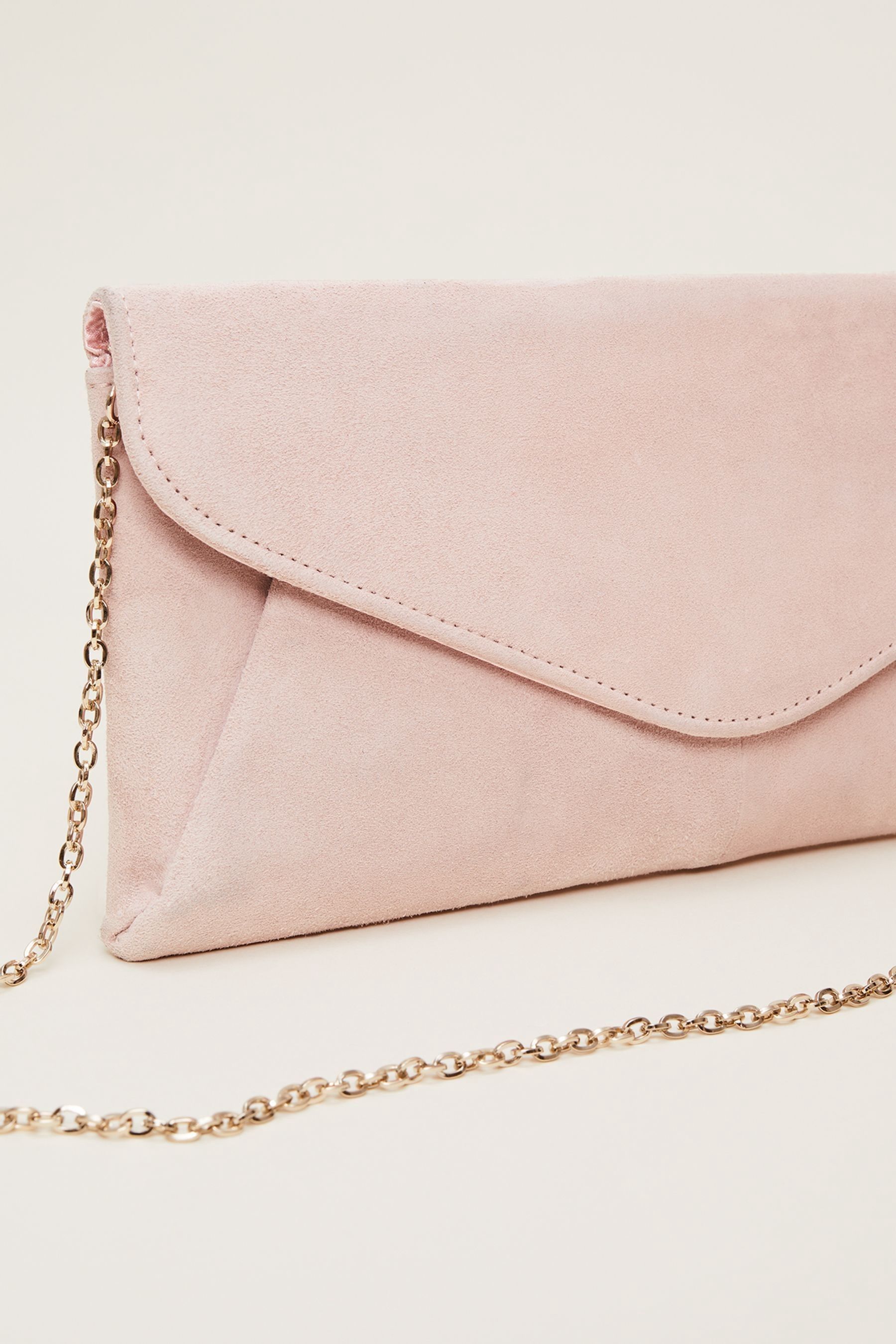 Phase Eight Pink Wendie Suede Clutch Bag