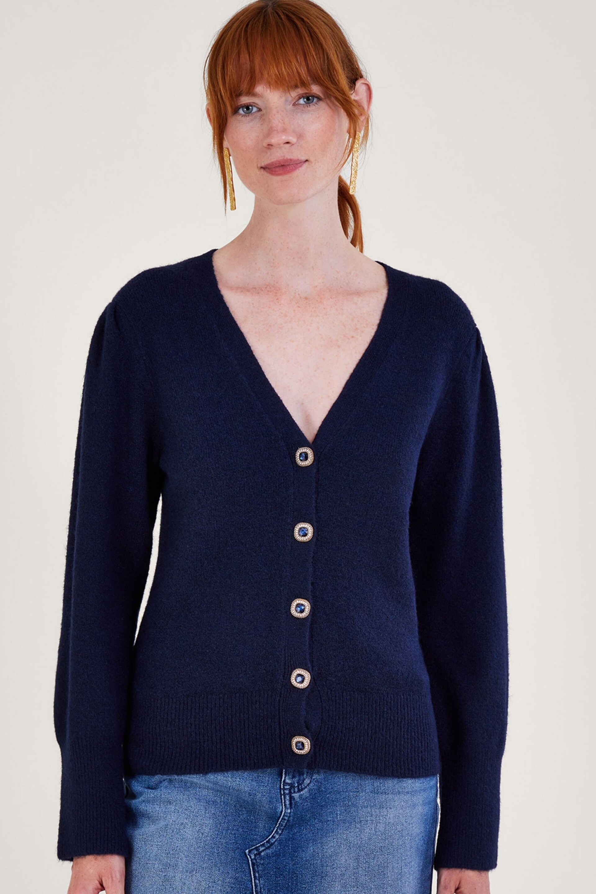 Monsoon Blue Bree Button Jacket - Image 1 of 4