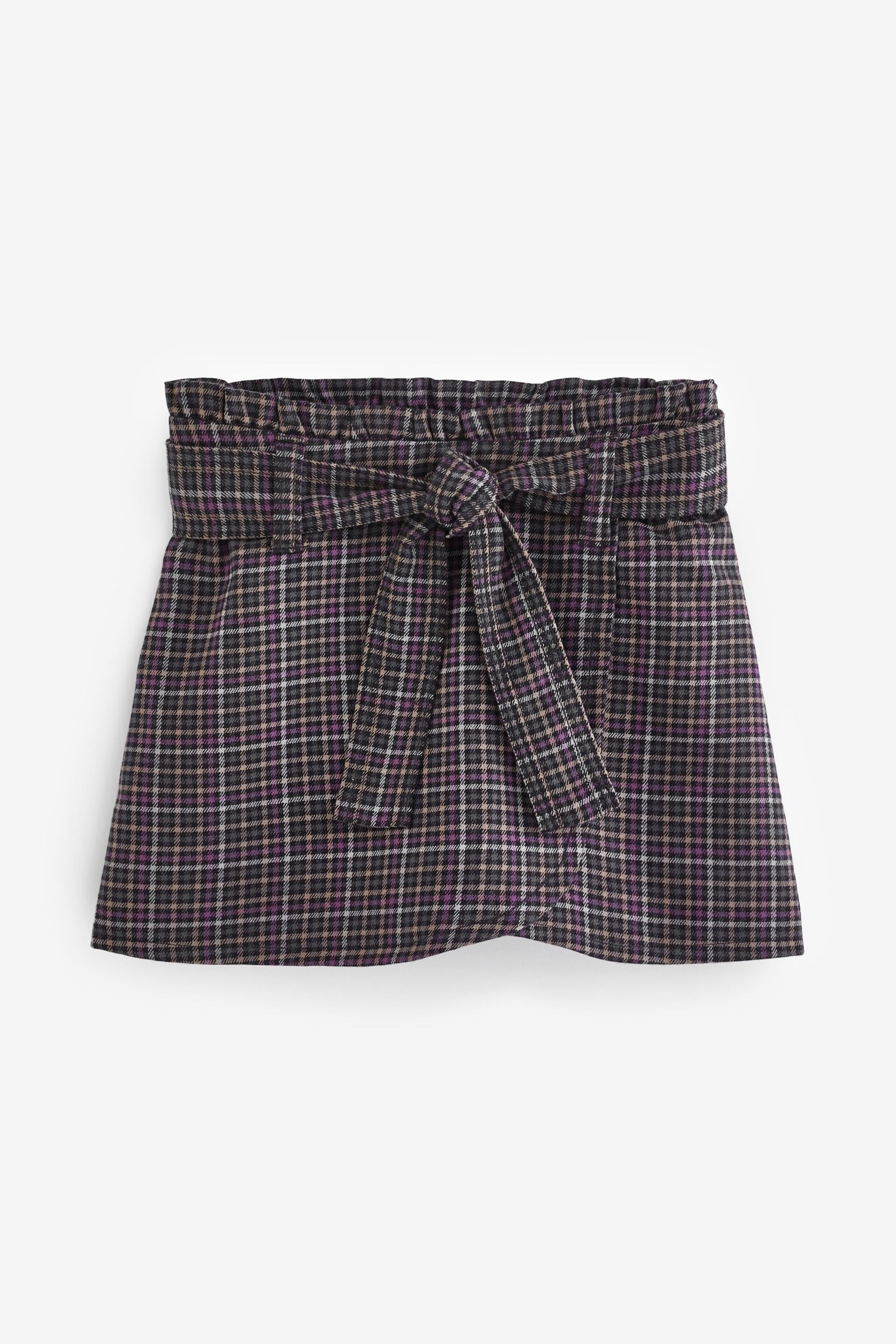 Abercrombie & Fitch Grey Checked Belted Mini Short Skirt - Image 3 of 6