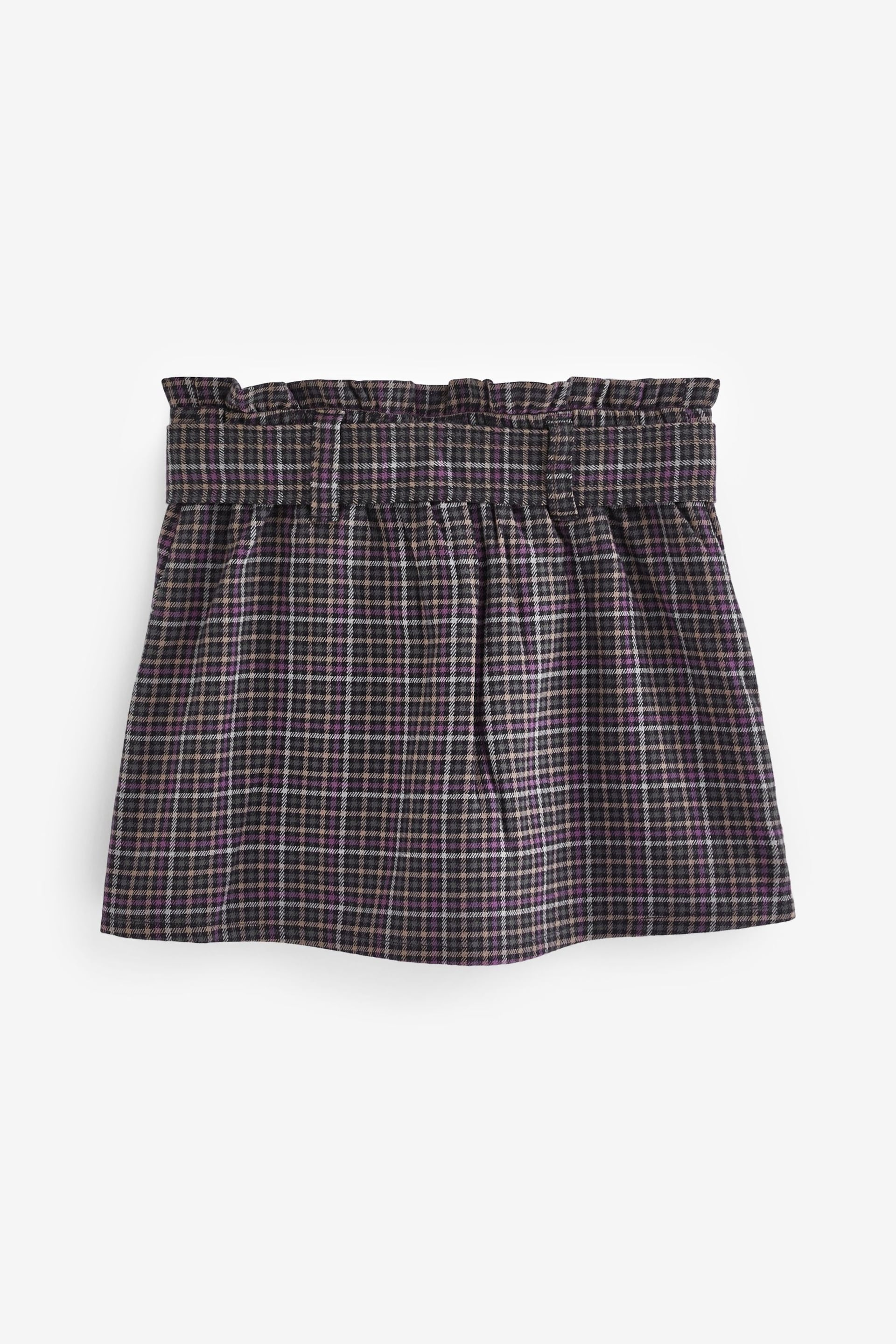 Abercrombie & Fitch Grey Checked Belted Mini Short Skirt - Image 4 of 6