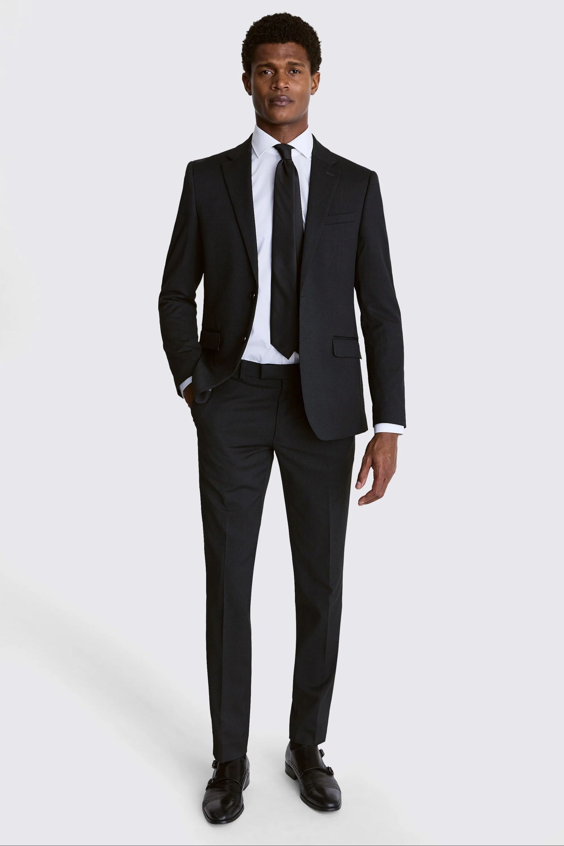 MOSS Charcoal Grey Slim Stretch Suit: Jacket - Image 5 of 8