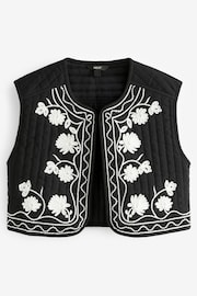 Monochrome Floral Embroidery Waistcoat - Image 5 of 6