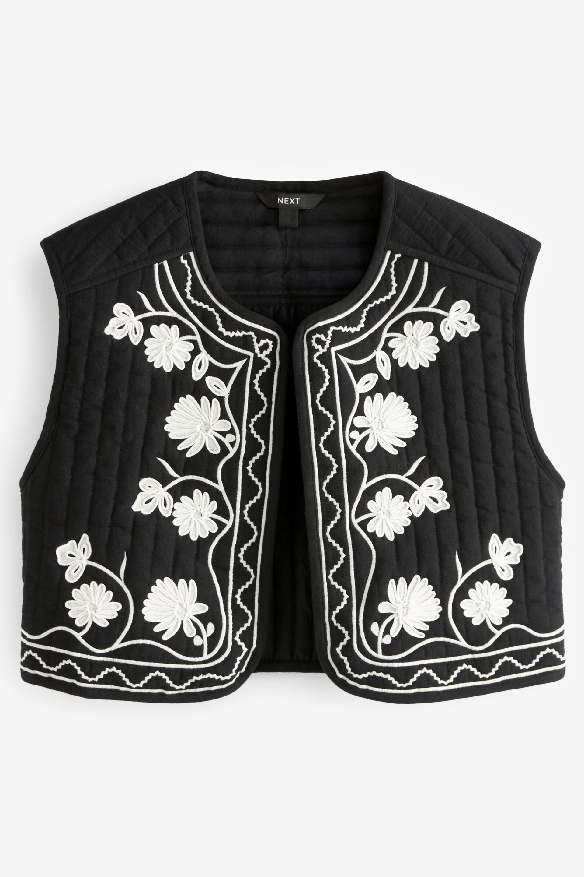 Monochrome Floral Embroidery Waistcoat - Image 5 of 6