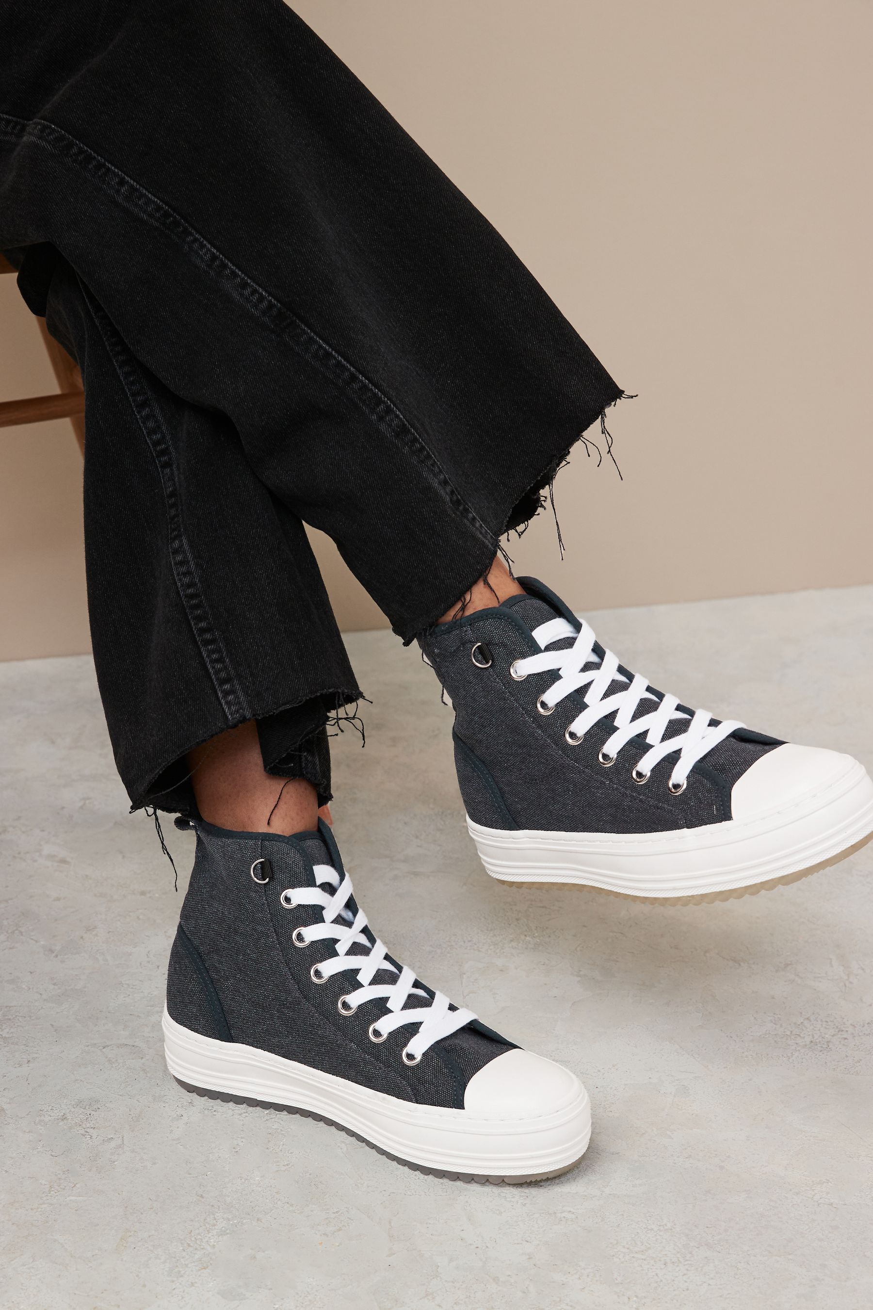 Buy Black Forever Comfort Chunky High Top Baseball Trainers from Next United Arab Emirates