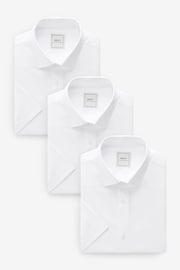 White Regular Fit Easy Care Short Sleeve Shirts 3 Pack - Image 1 of 4