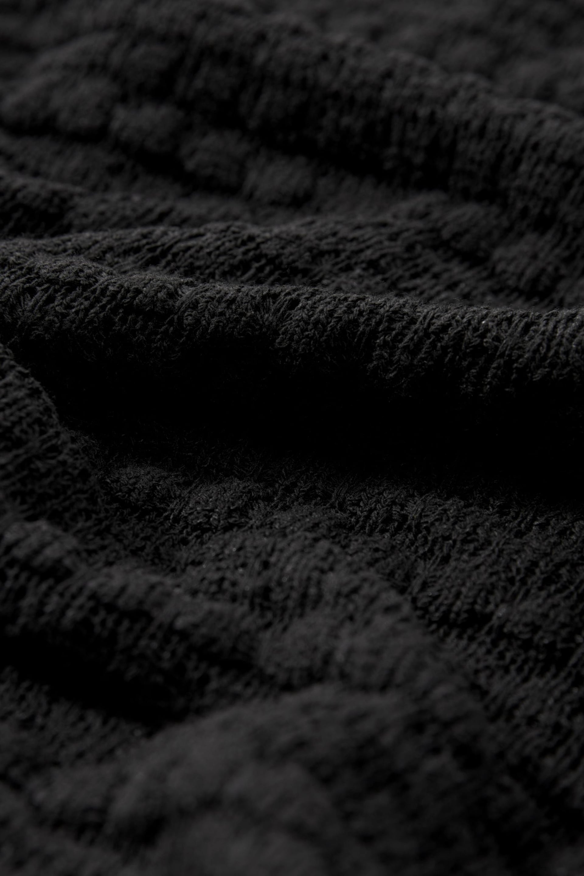 Black Crochet Texture Flute Long Sleeve Jumper Top - Image 6 of 6
