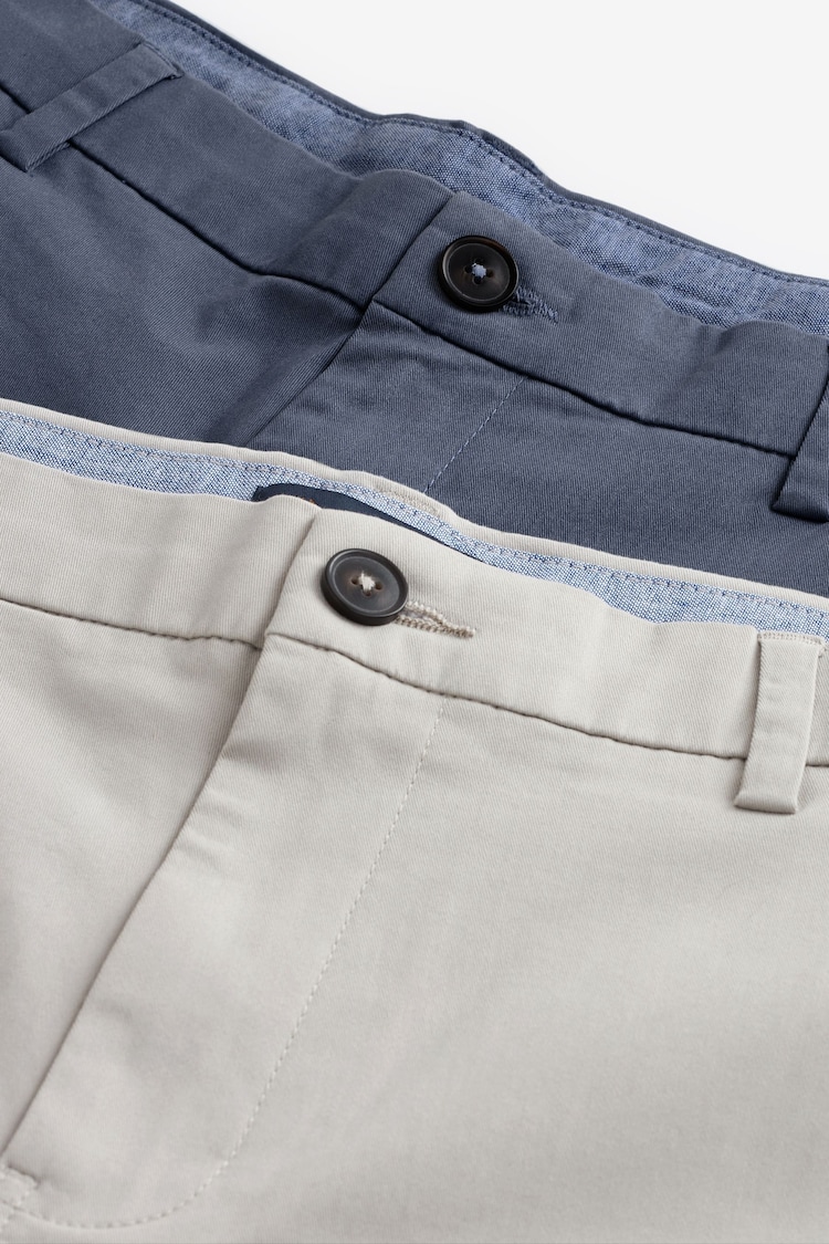 Blue/Bone Slim Fit Stretch Chinos Shorts 2 Pack - Image 7 of 7