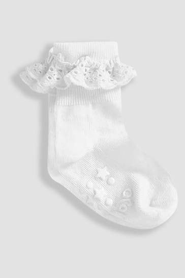 JoJo Maman Bébé White 3-Pack Frilly Socks