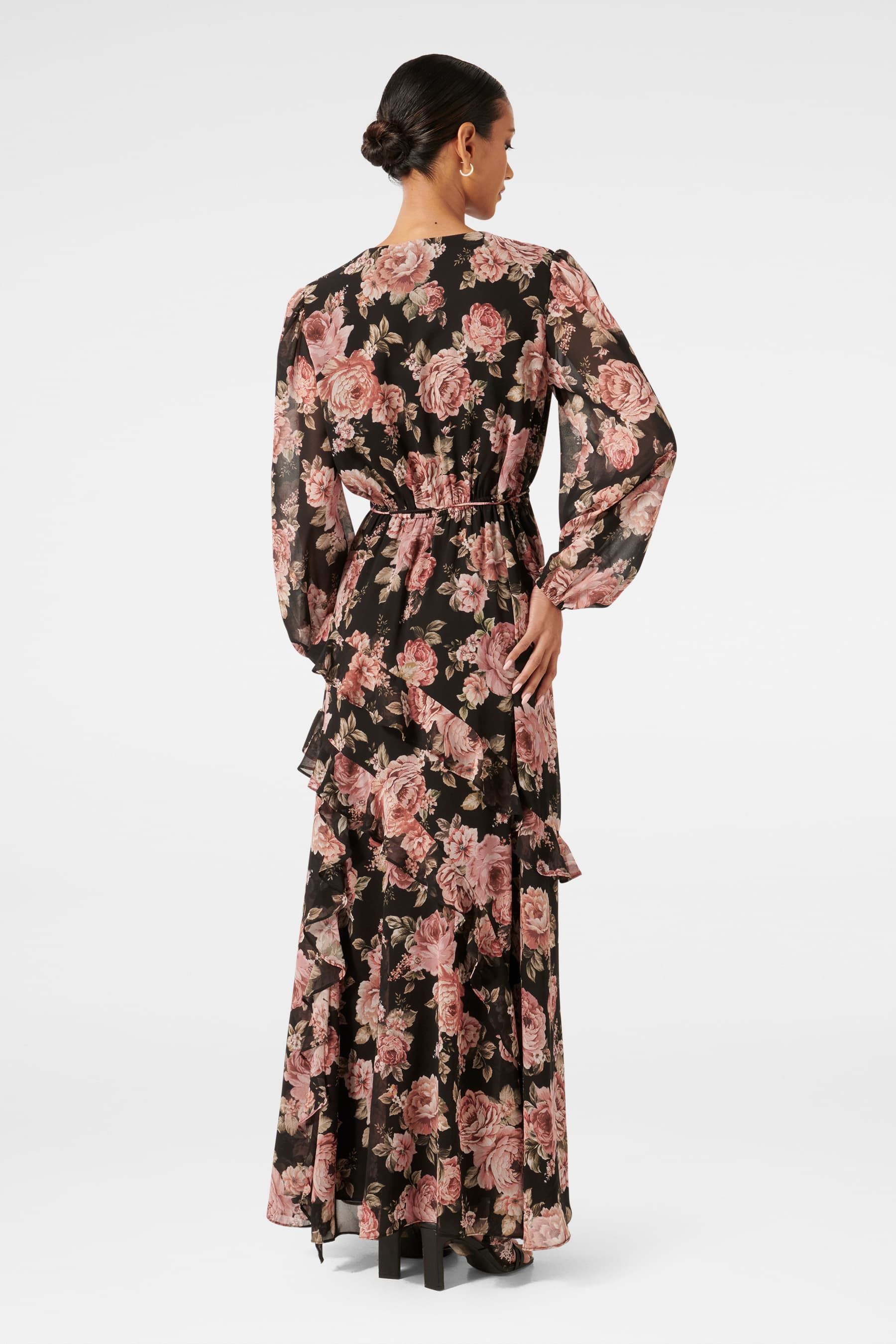 Forever New Black Petite Maria Ruffle Maxi Dress