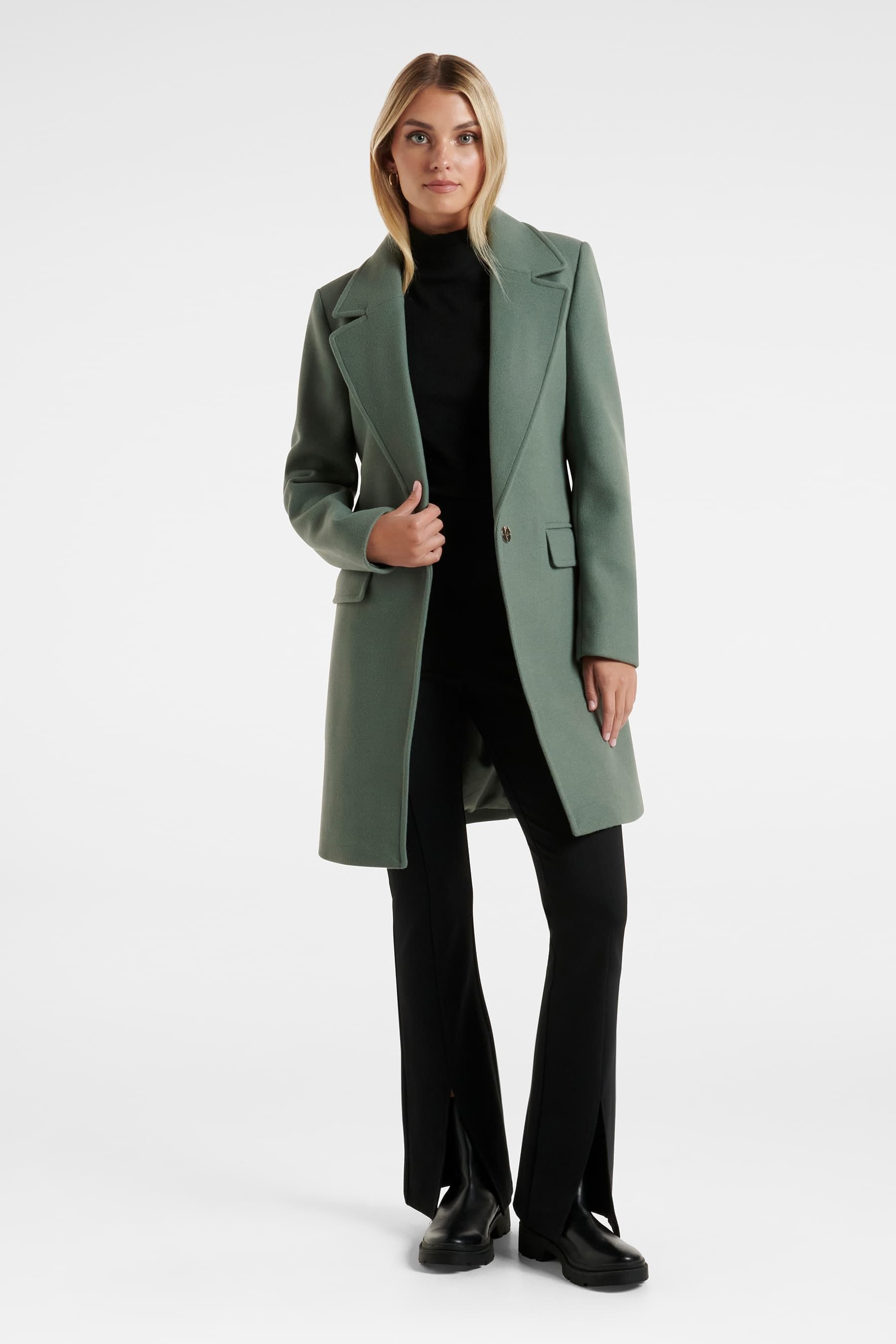 Buy Forever New Green Kellie Single Breasted Coat from Next Luxembourg