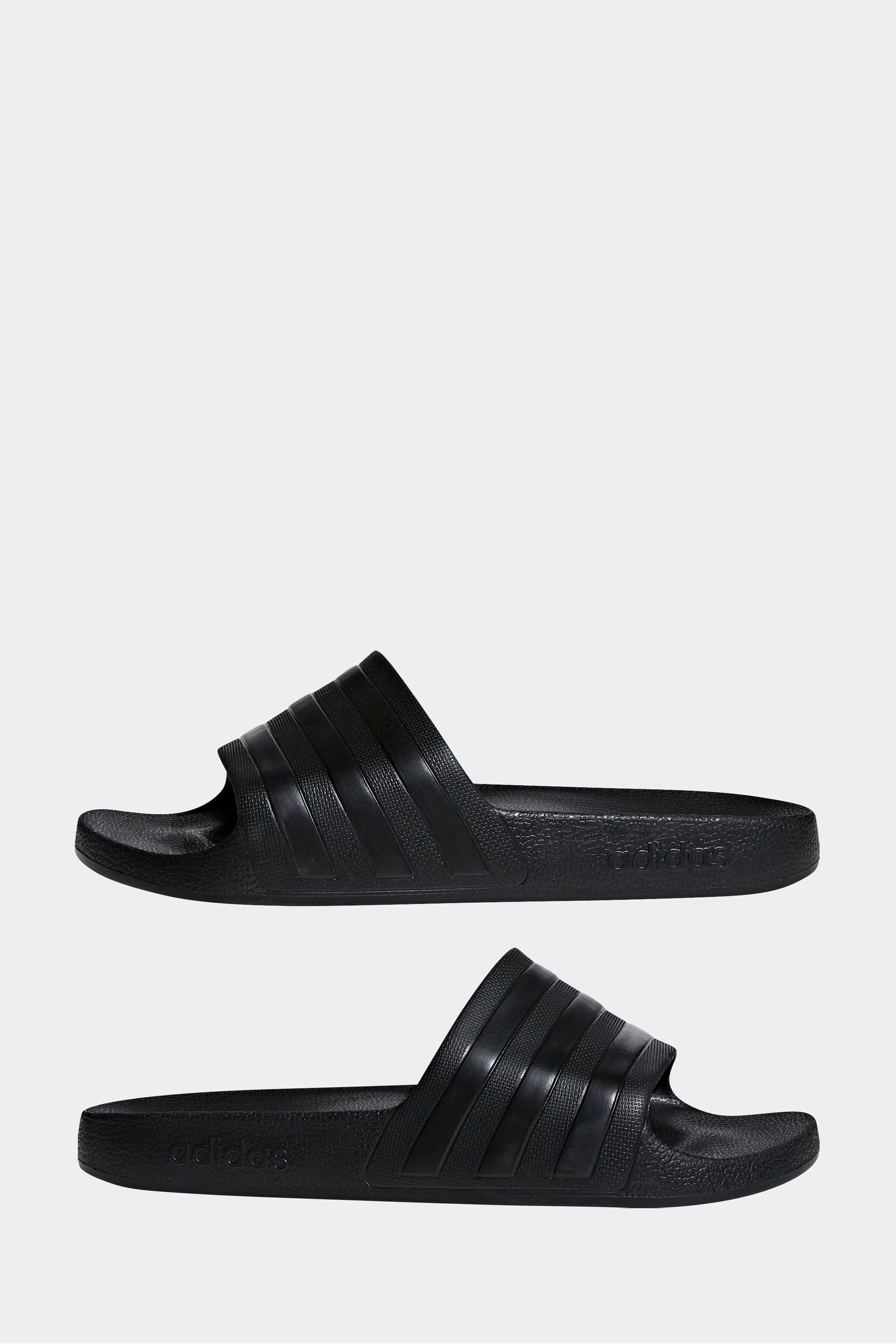 Black and white adidas slides store