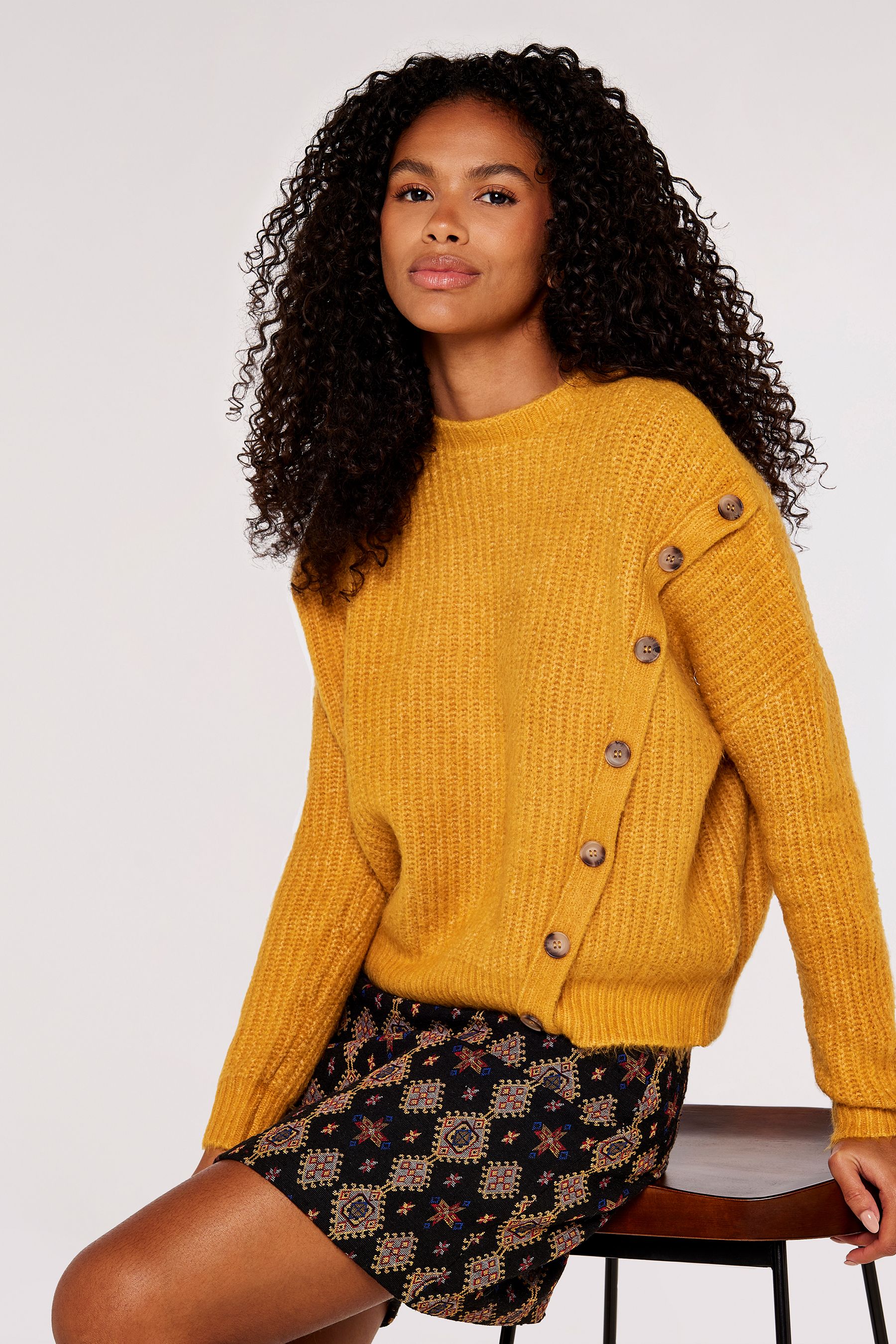 Yellow button clearance sweater