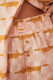 Pink/Cream Scion at Next Mr Fox Short Set Cotton Pyjamas - Image 6 of 10