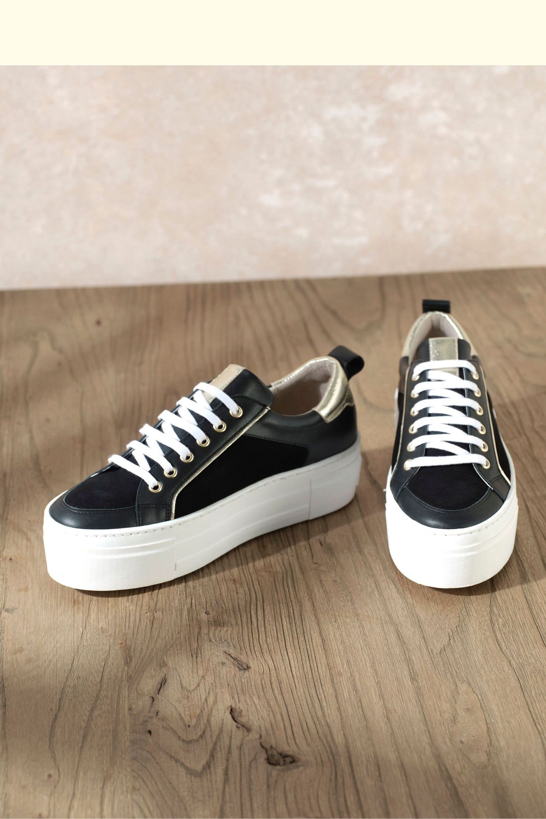 Mint velvet black trainers shop