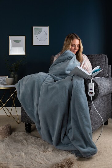 Buy Slumberdown Pewter Grey Elegantly Warm Luxury 9 Settings Heated Throw  from the Next UK online shop